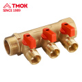 4way Red handle brass Water Manifold